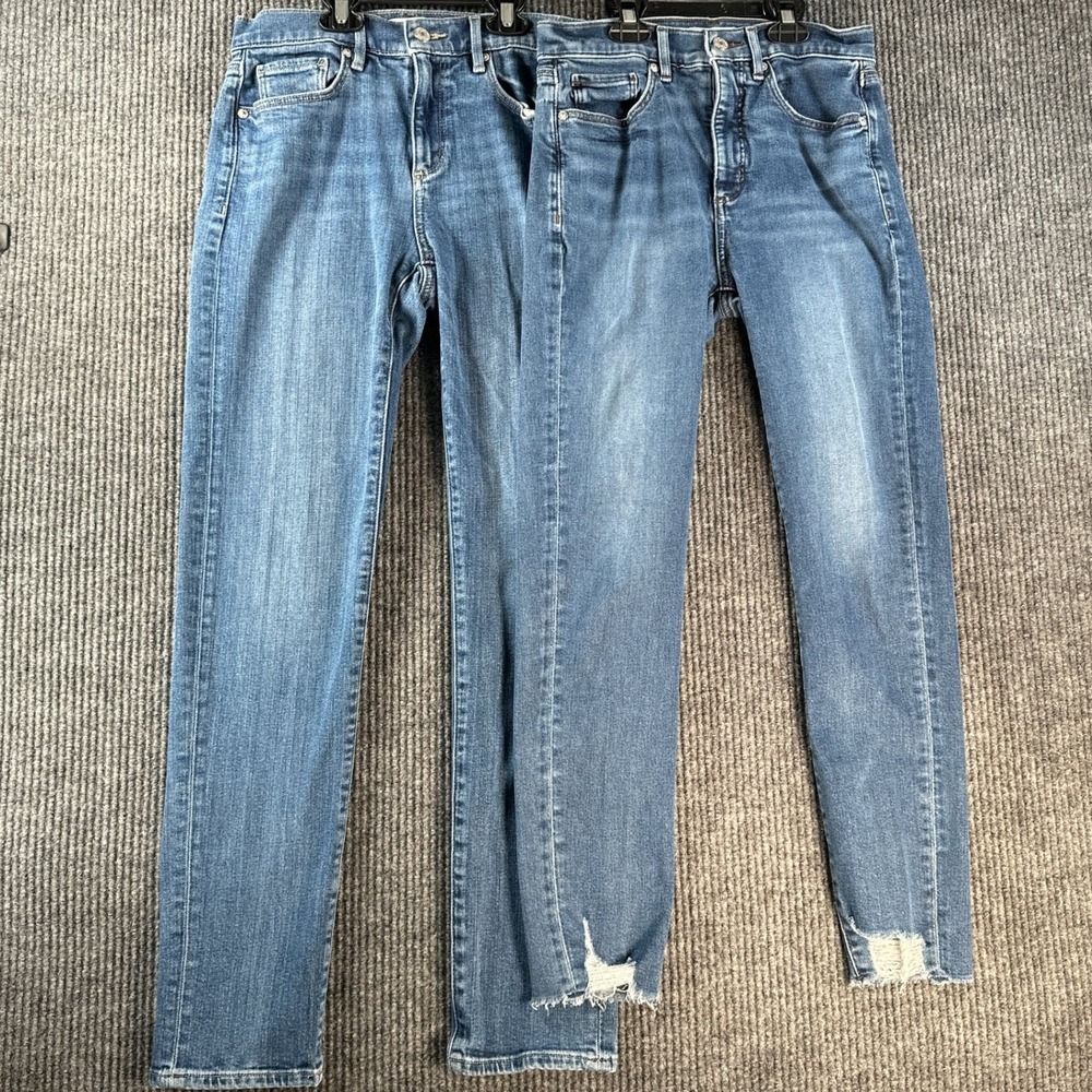 Loft Jeans Lot 2 Womens 26 2 The Skinny Distressed Raw Hem Super Soft Girlfriend